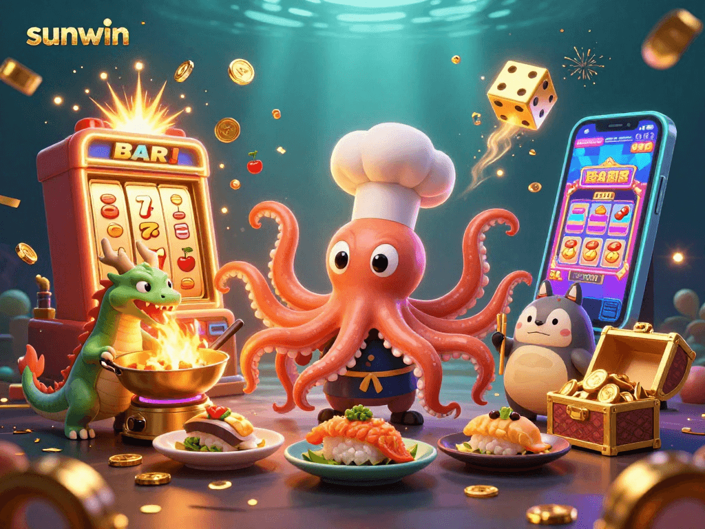 Engage with sunwin slots as an octopus chef and dragon fire up the celebration!