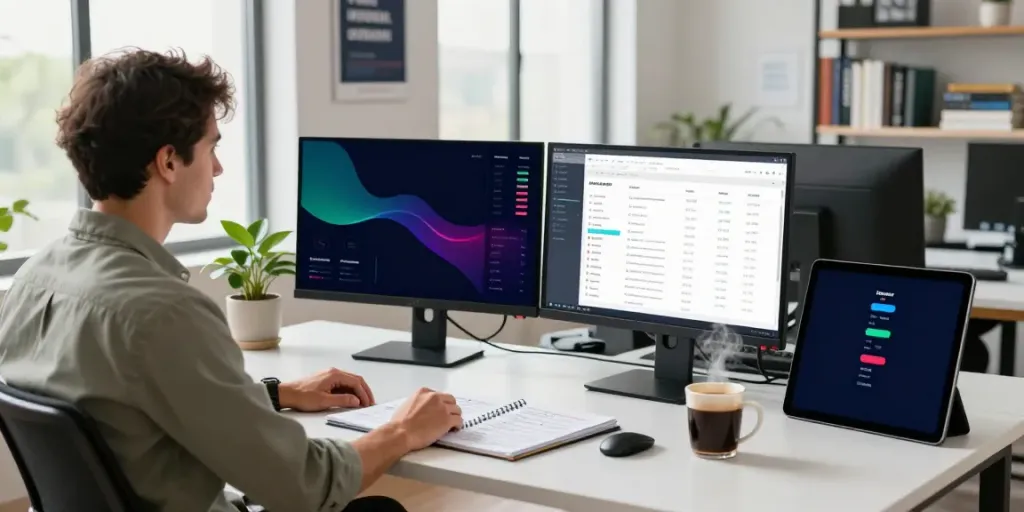 SEO specialist using instant indexing strategies in a modern workspace