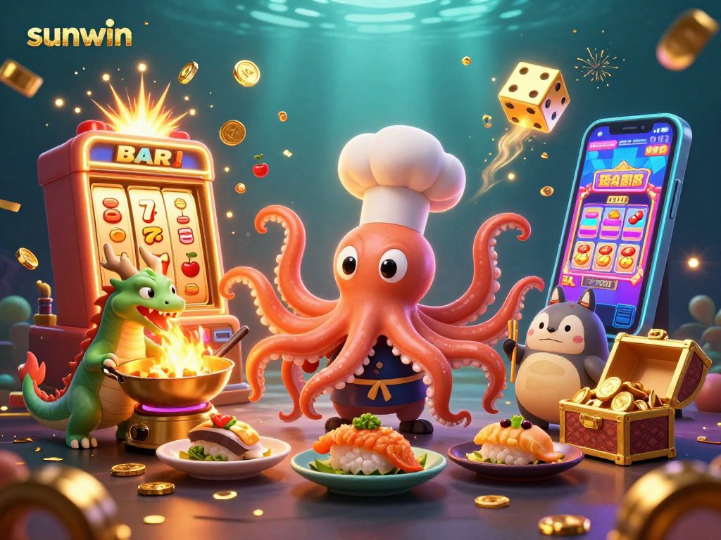 Engage with sunwin slots as an octopus chef and dragon fire up the celebration!