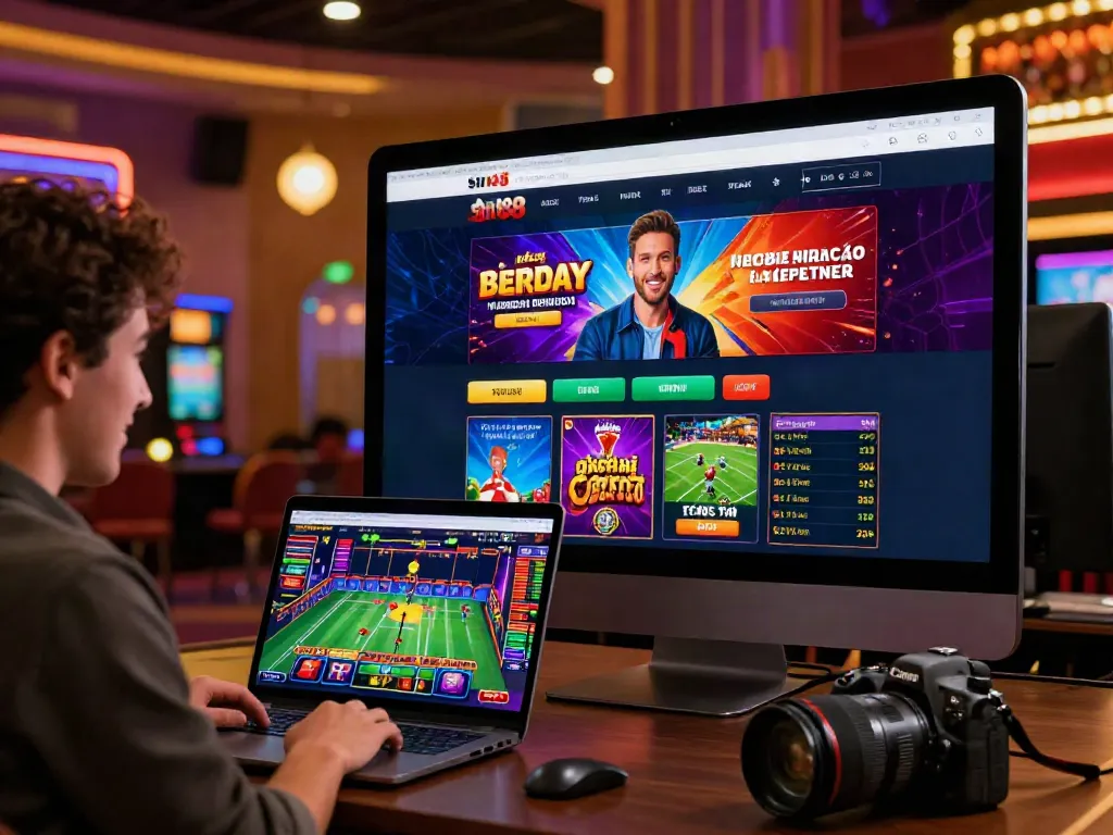 User enjoying sin88 nhà cái on a sleek online gaming platform with live sports and casino elements.