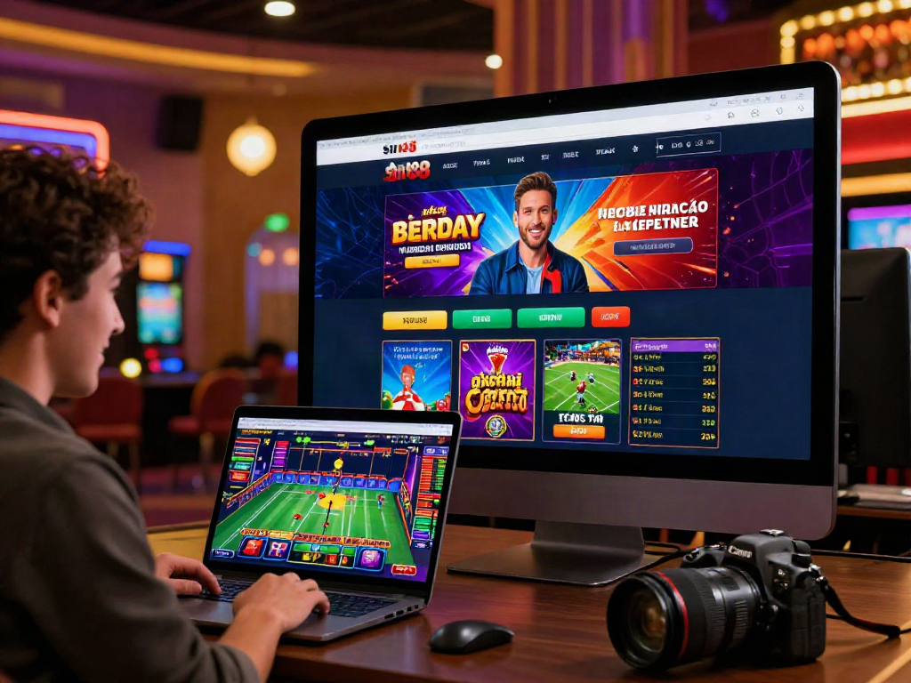 User enjoying sin88 nhà cái on a sleek online gaming platform with live sports and casino elements.