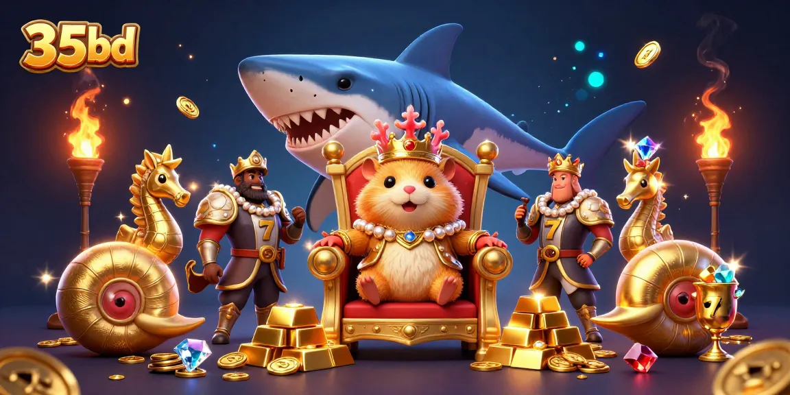 Engage with 35bd's thrilling slots illustrated with an energetic casino scene featuring a hamster king.