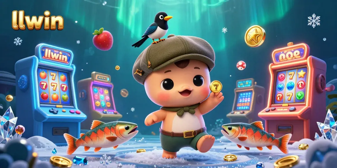 Experience jackpot excitement at llwin with cute cartoon characters and colorful slot game machines.
