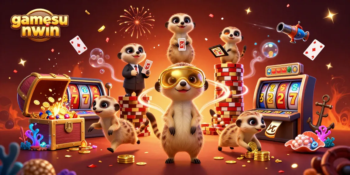 Experience excitement at gamesunwin with meerkats managing an elaborate casino while enjoying dynamic elements.